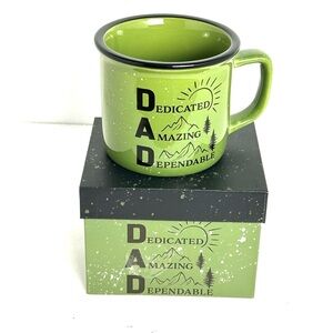 Evergreen DAD Dedicated Amazing Dependable Mug 15 oz Green Coffee Tea Cup Gift